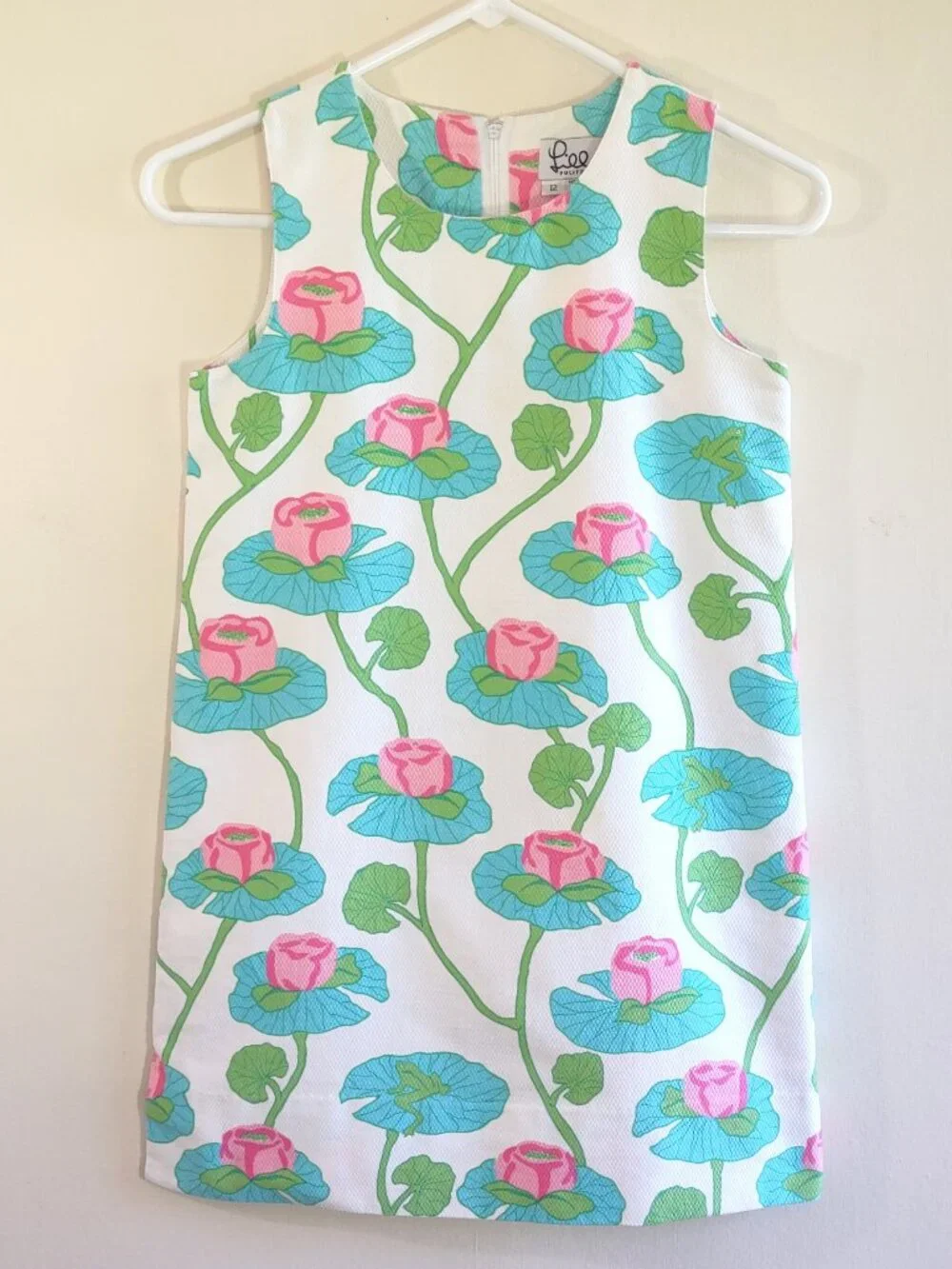 Lilly Pulitzer Girl's Cotton Shift Dress 'Lily Pads & Frogs Lined  Sz 12 - Picture 2 of 7